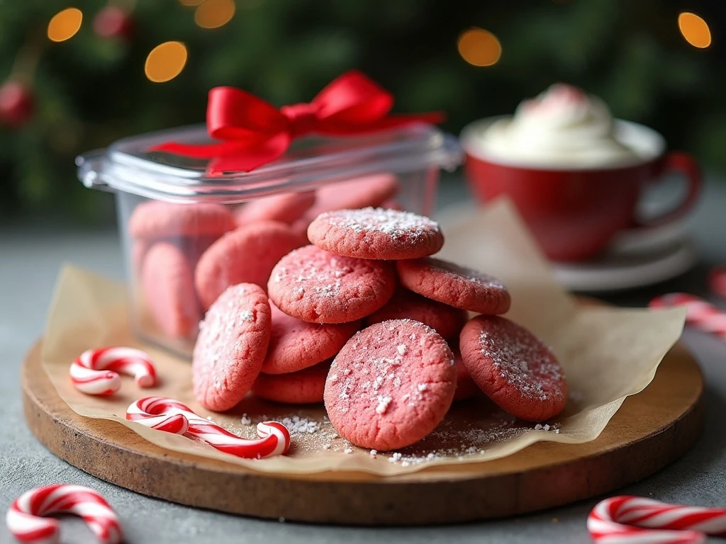 Peppermint cookies arranged for holiday serving and gifting