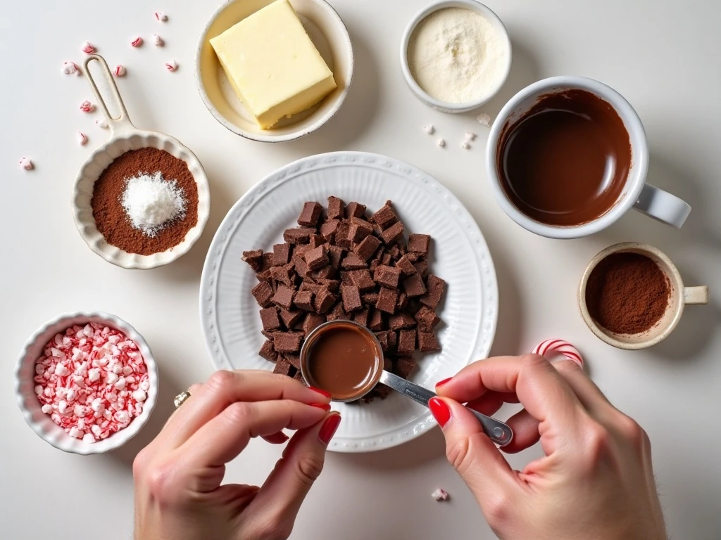 Ingredients for easy peppermint chocolate truffles