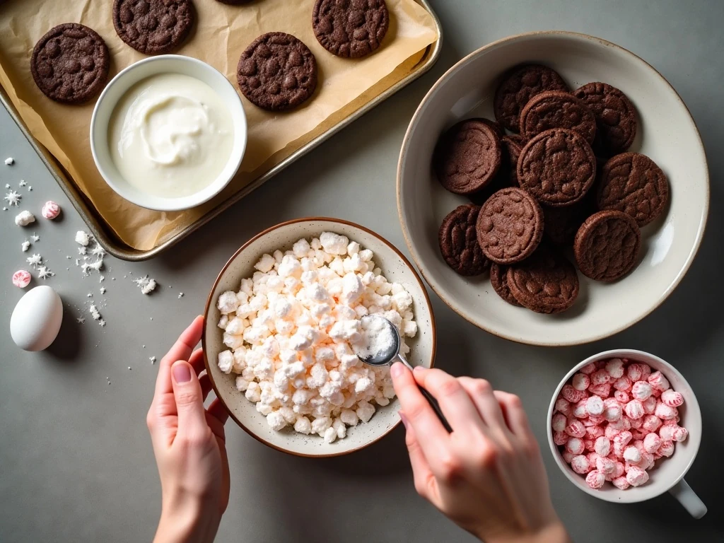 Ingredients for easy peppermint cookie bark