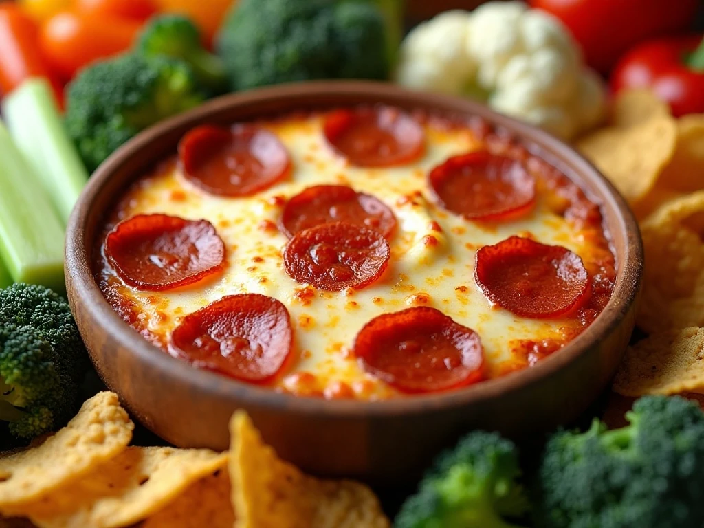 Low-carb vegetables and crunchy dippers served with pizza dip