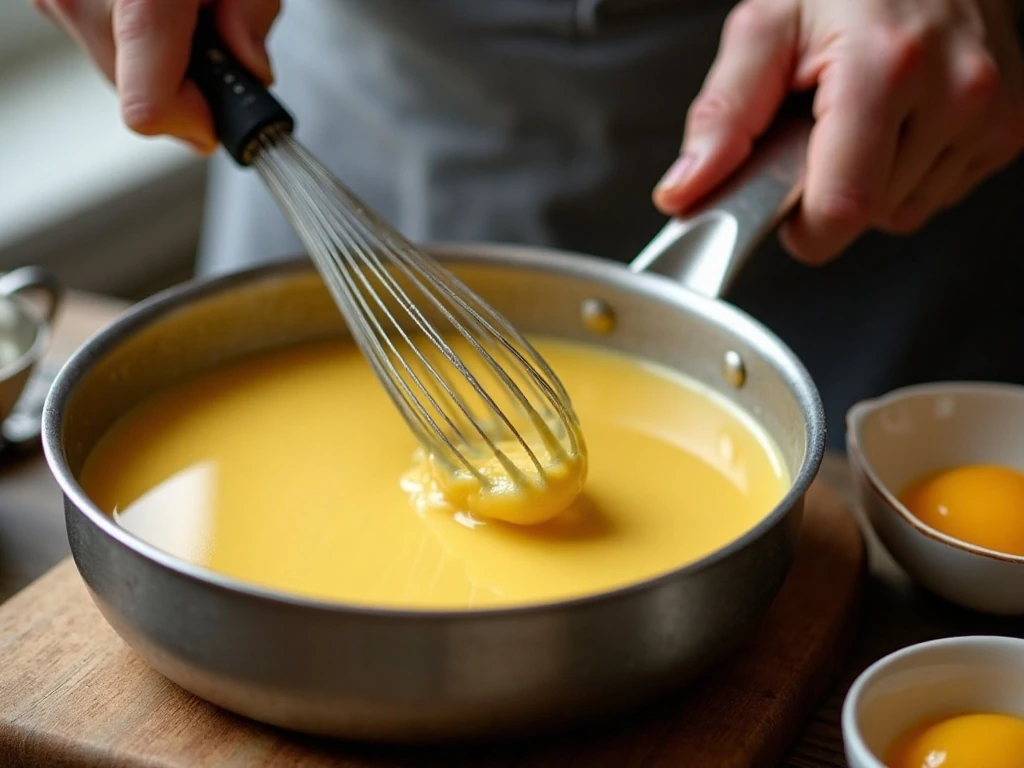 Cooking smooth vanilla custard for banana pudding