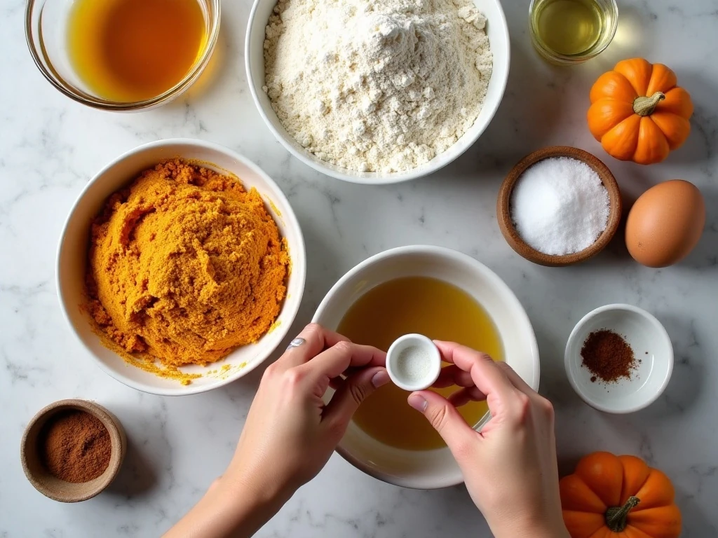 Ingredients for a three-loaf batch of pumpkin bread