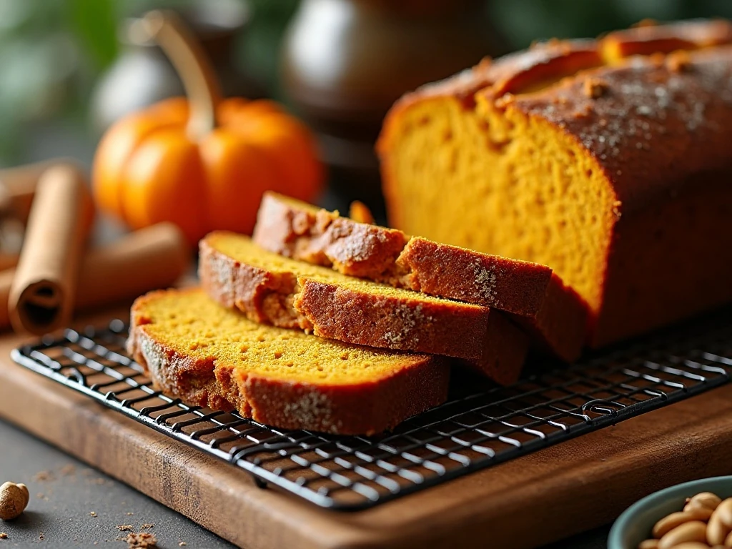 Clean slices of cooled pumpkin bread ready to serve