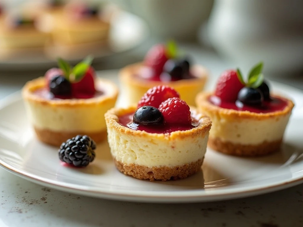 Individual cheesecakes in ramekins ready to serve