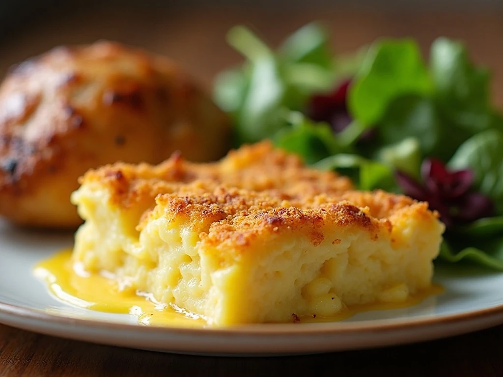 Squash casserole served with a cozy dinner meal