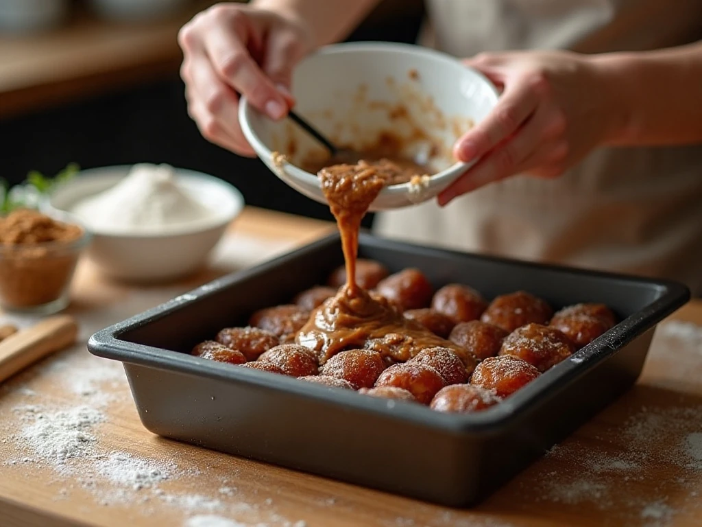 Preparing the softened date mixture for sticky toffee pudding