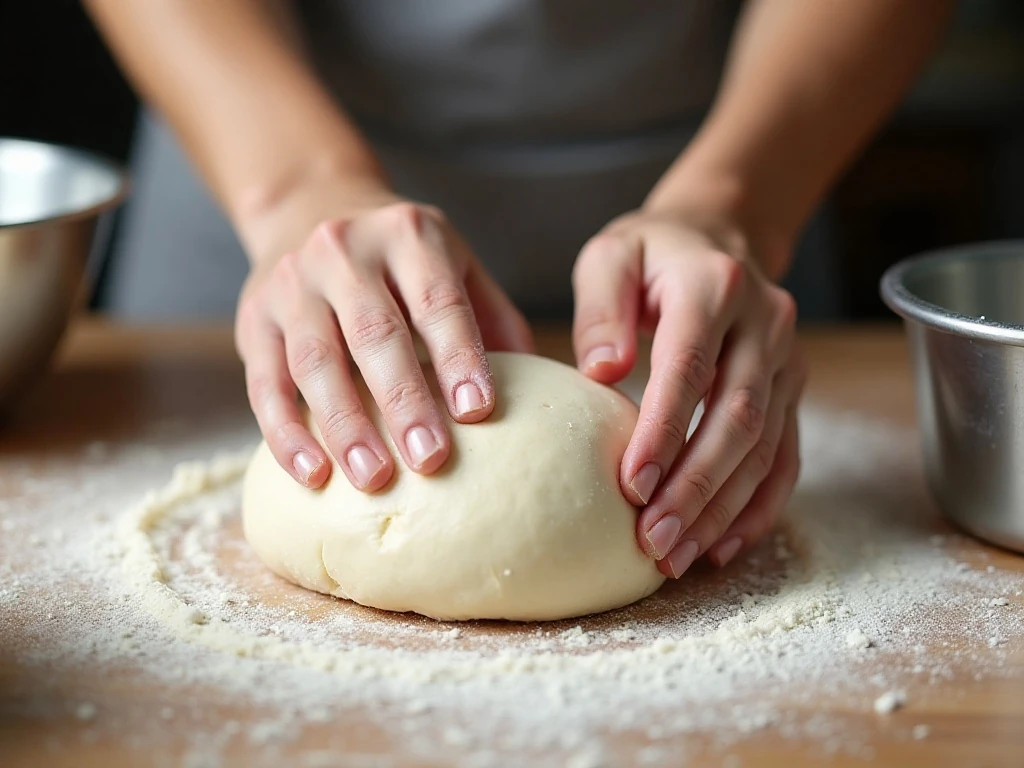 Kneading dough for homemade white bread