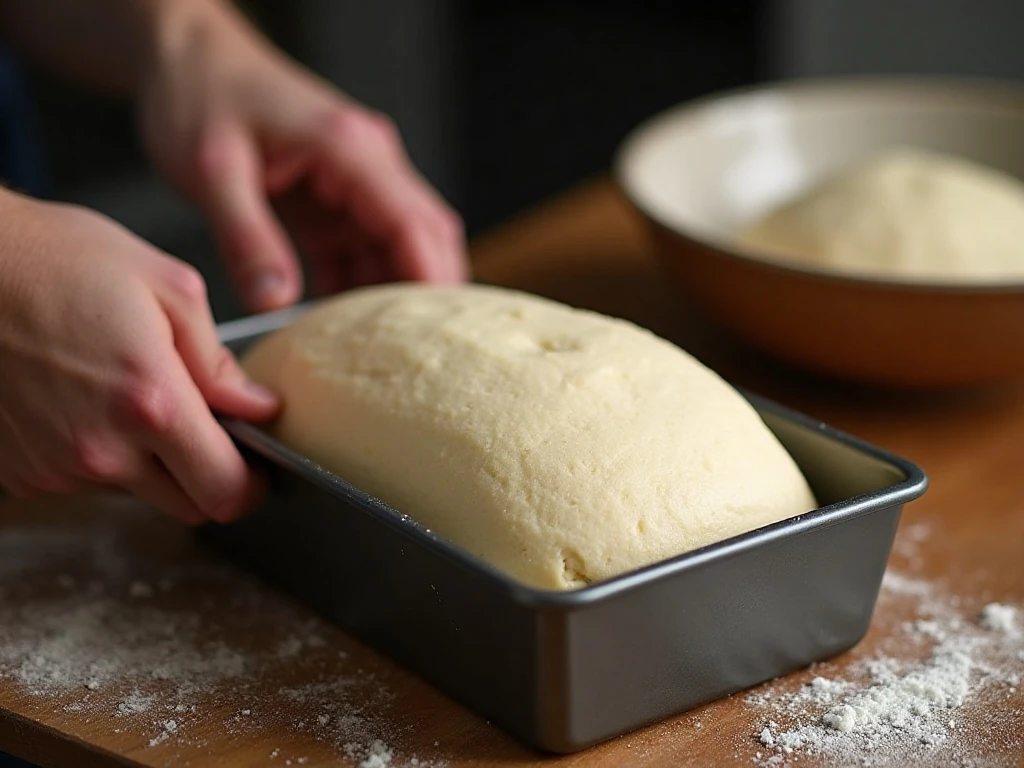 White bread dough completing its second rise