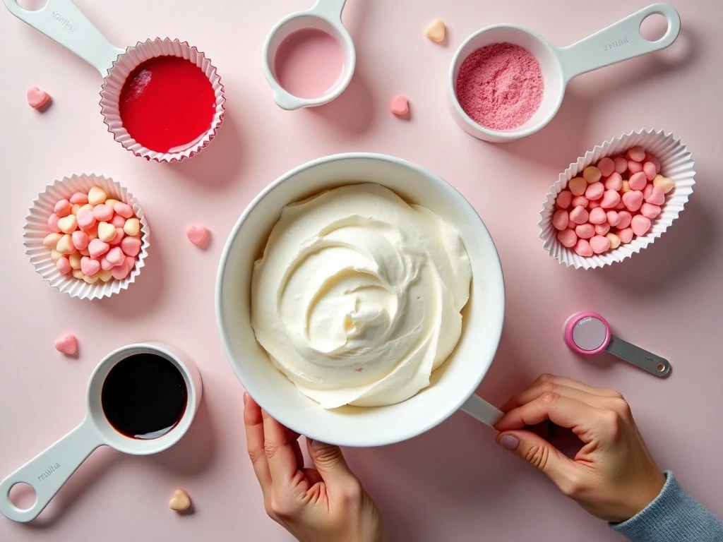 Ingredients for easy personalized conversation heart cupcakes