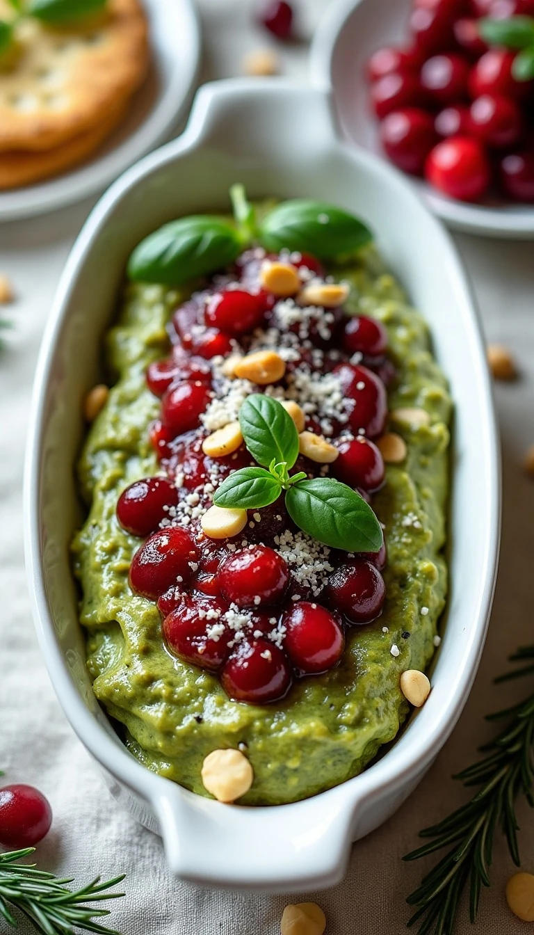 Festive Pesto and Cranberry Layered Dip Recipe