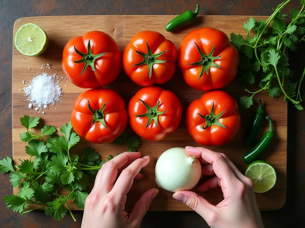 Ingredients for easy homemade pico de gallo