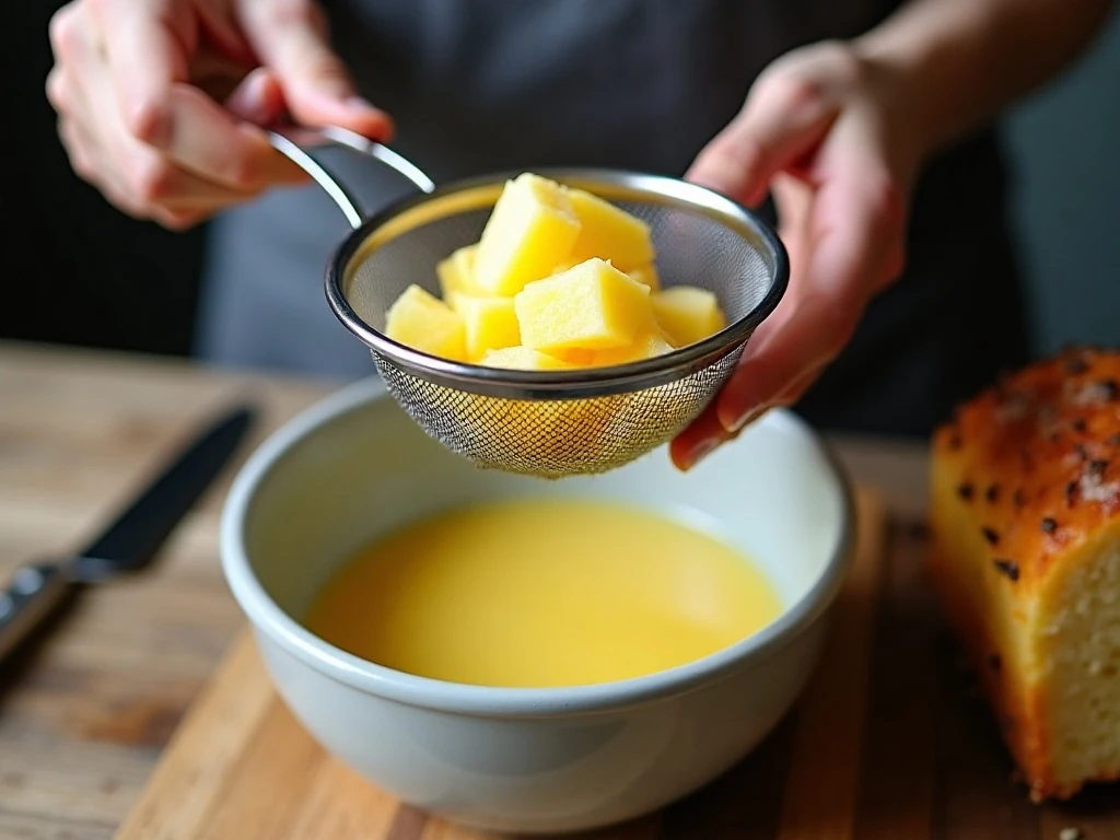 Draining crushed pineapple for quick bread