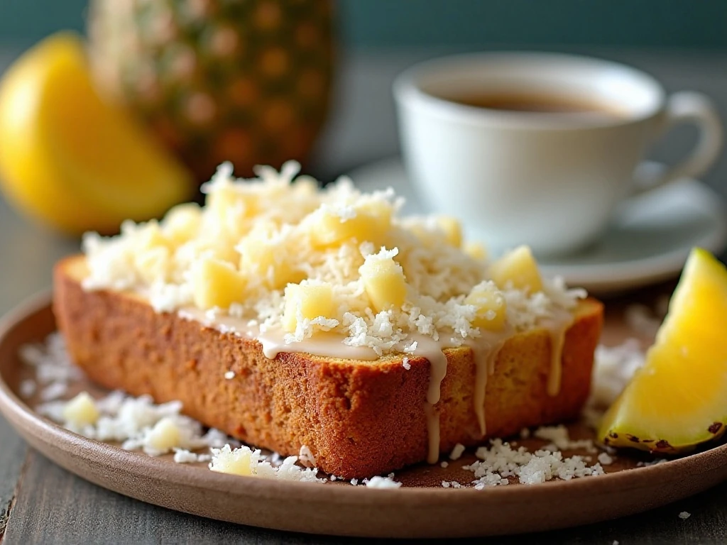 Glazed pineapple coconut bread served for brunch