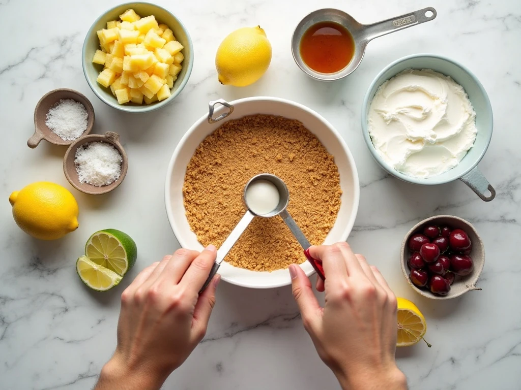 Ingredients for a no-bake pina colada refrigerator pie