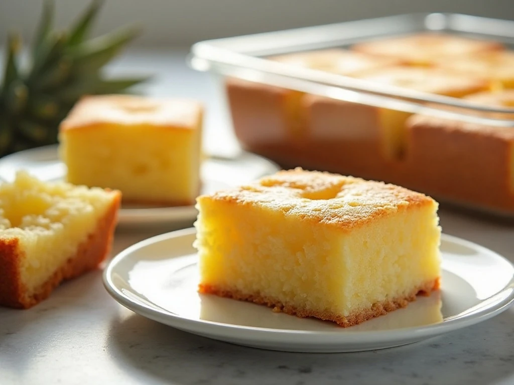 Pineapple cake squares ready for storage and serving