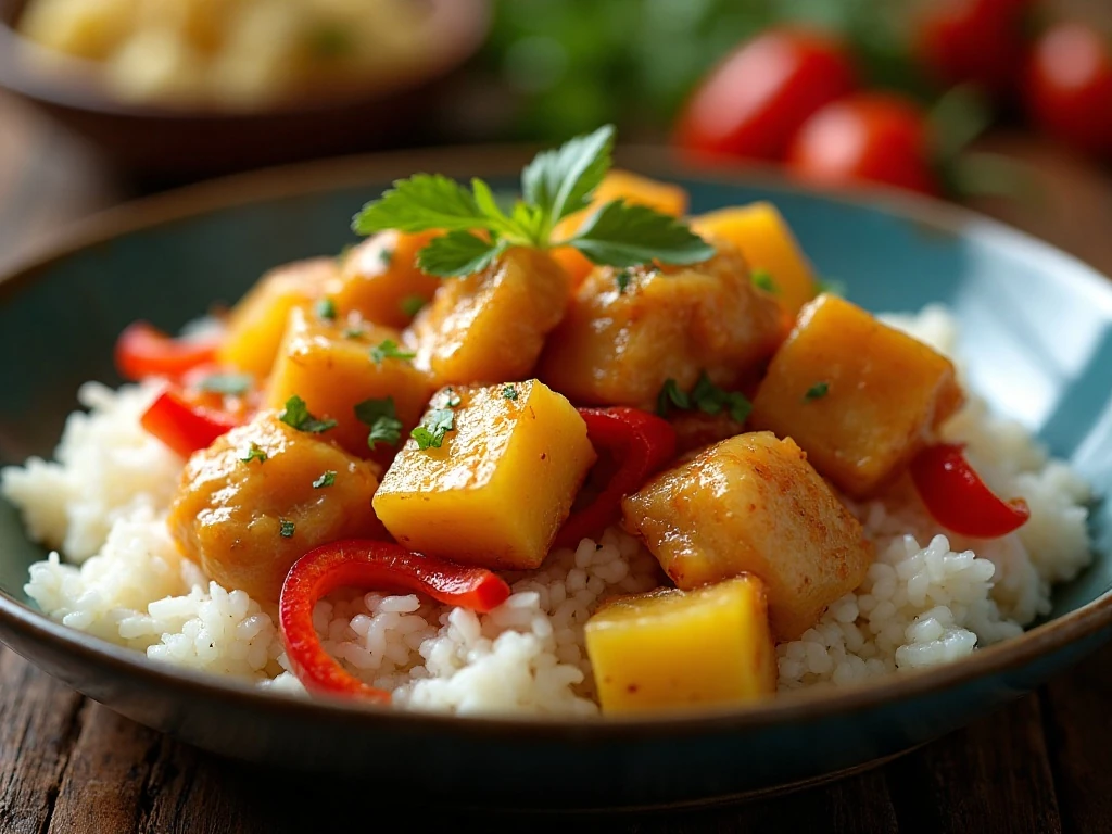 Sweet and savory pineapple ginger chicken served over rice