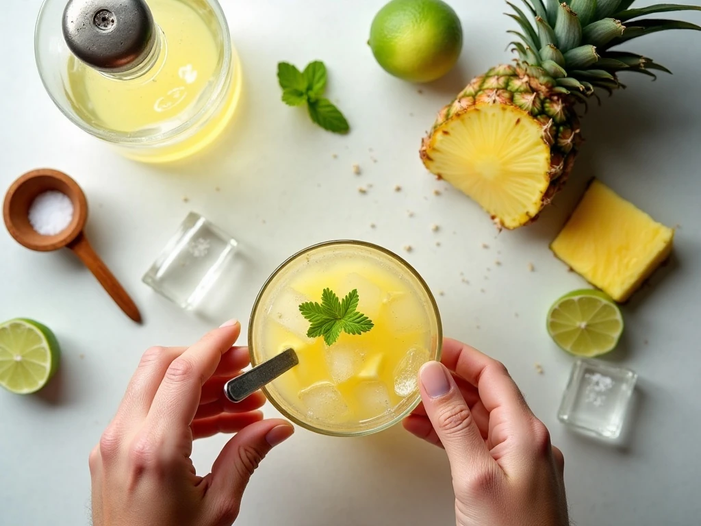 Ingredients for easy pineapple margaritas