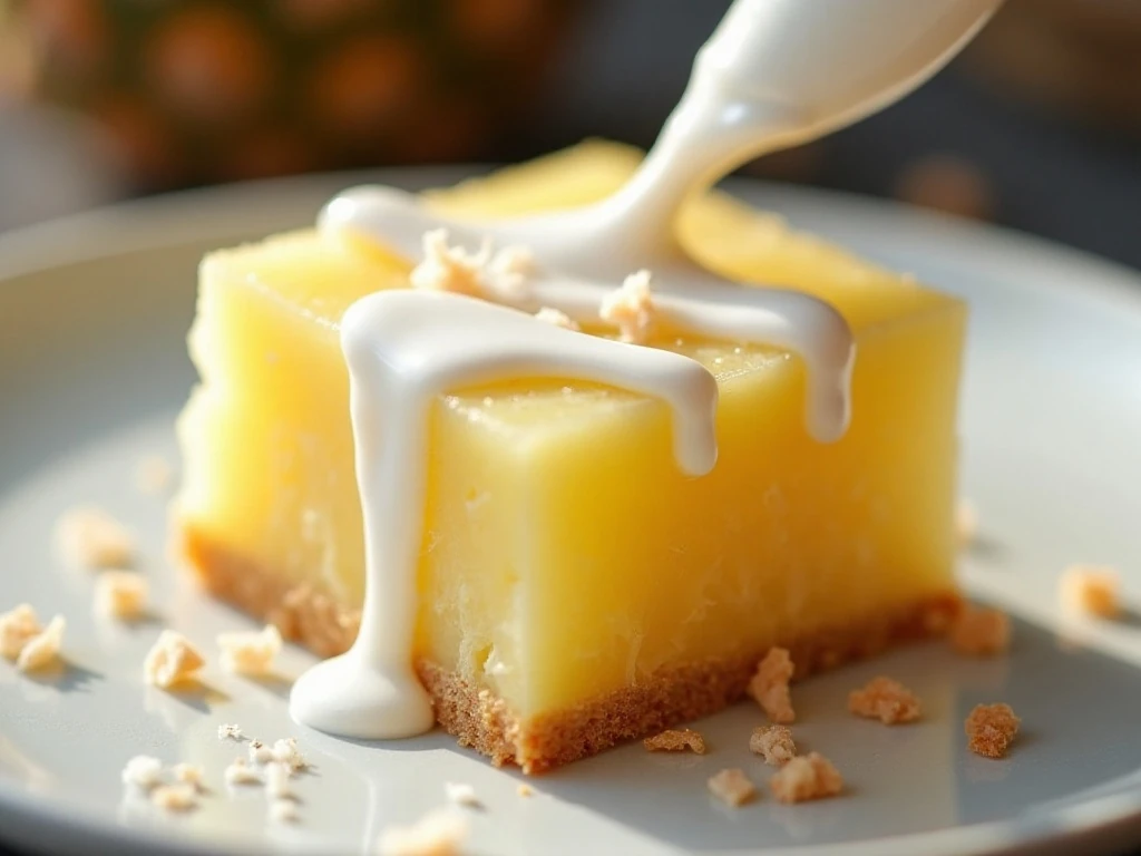 Glazed pineapple square ready to serve