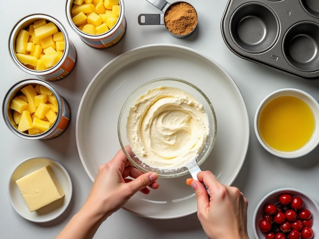 Ingredients for easy pineapple upside-down cupcakes