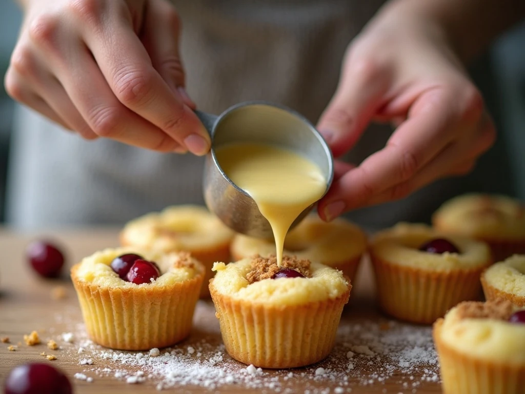 Preparing pineapple and brown sugar topping in muffin cups