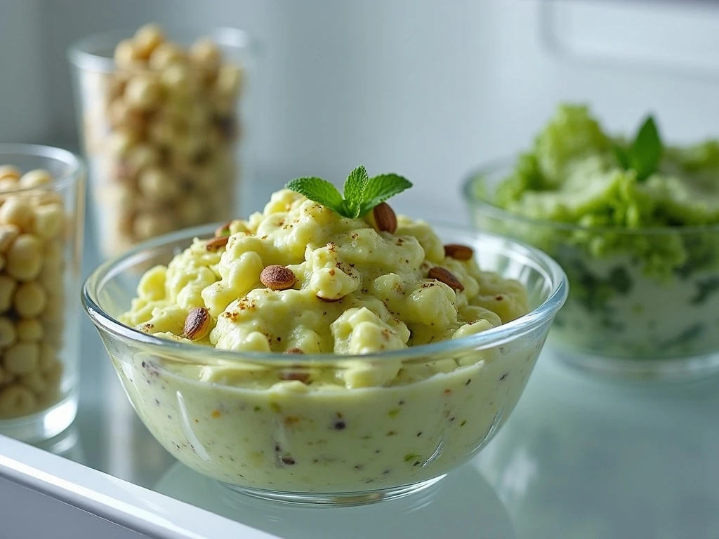 Chilled pistachio salad ready for make-ahead serving
