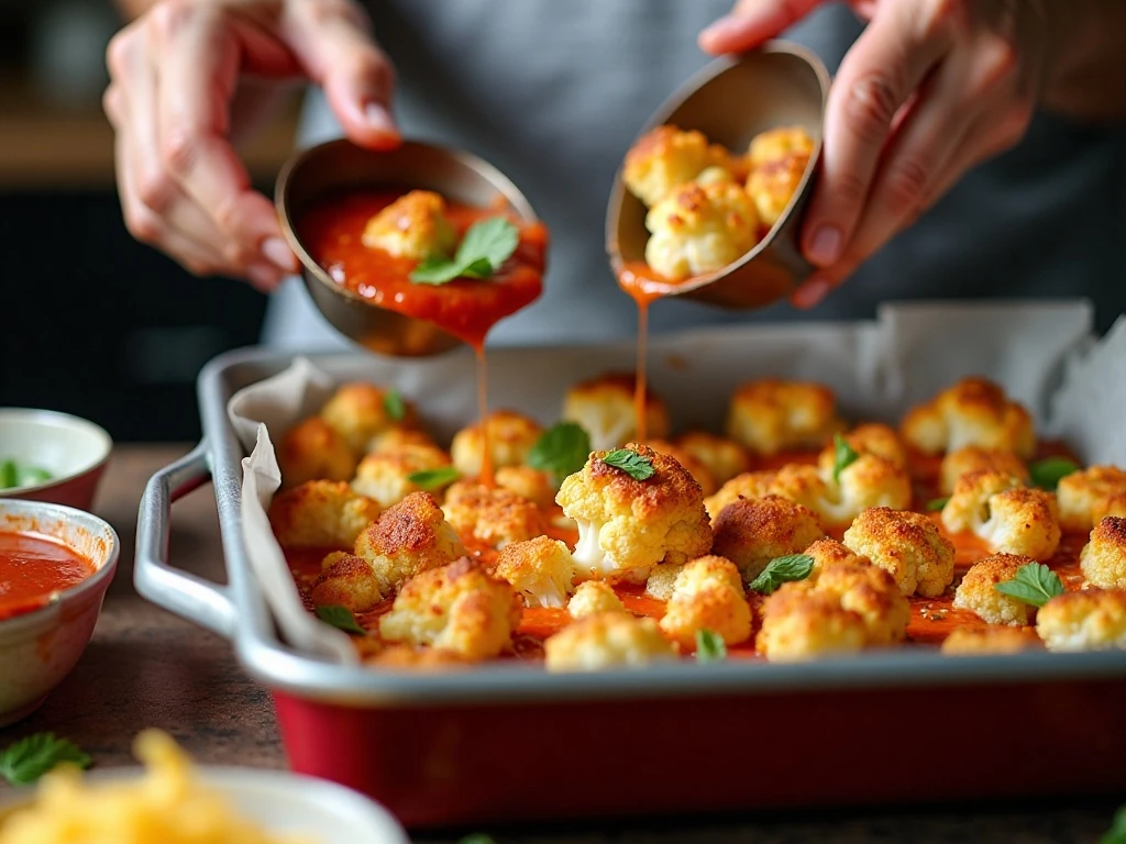Roasted cauliflower prepared for casserole assembly
