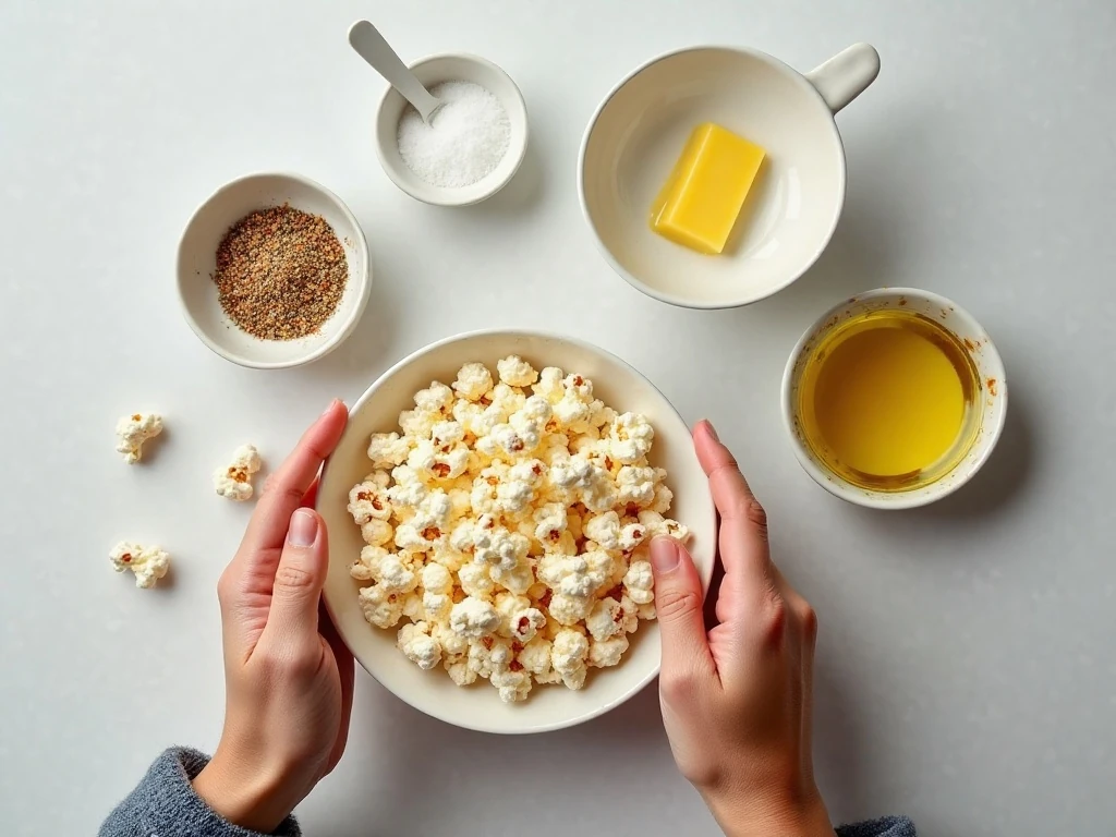 Ingredients for everything bagel seasoning popcorn