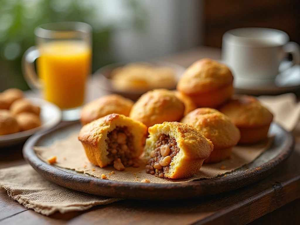 Savory pork and beans muffins served warm for breakfast