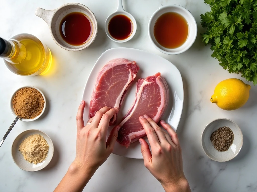 Ingredients for homemade pork chop marinade