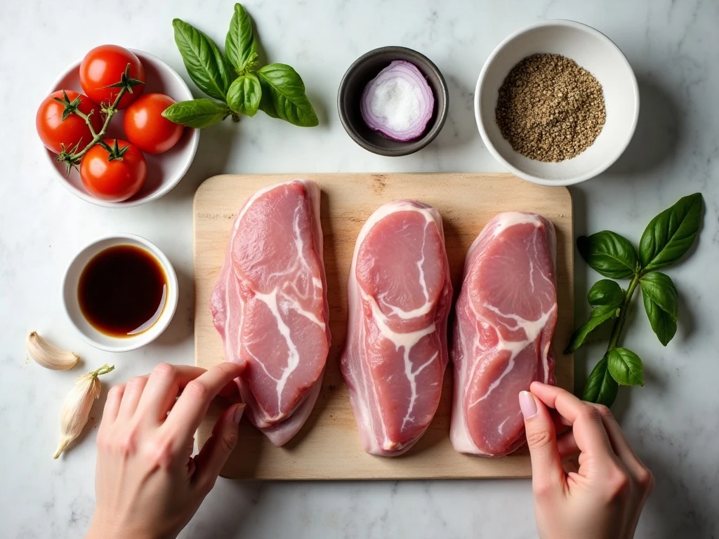 Ingredients for easy bruschetta pork chops