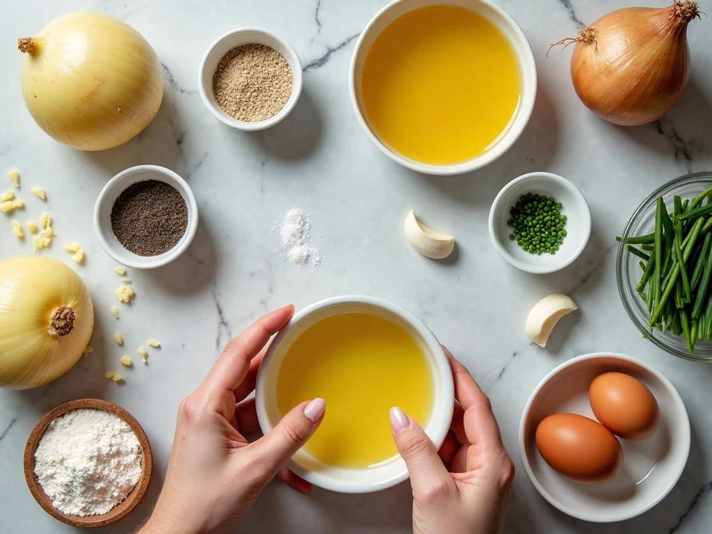 Ingredients for homemade crispy potato fritters