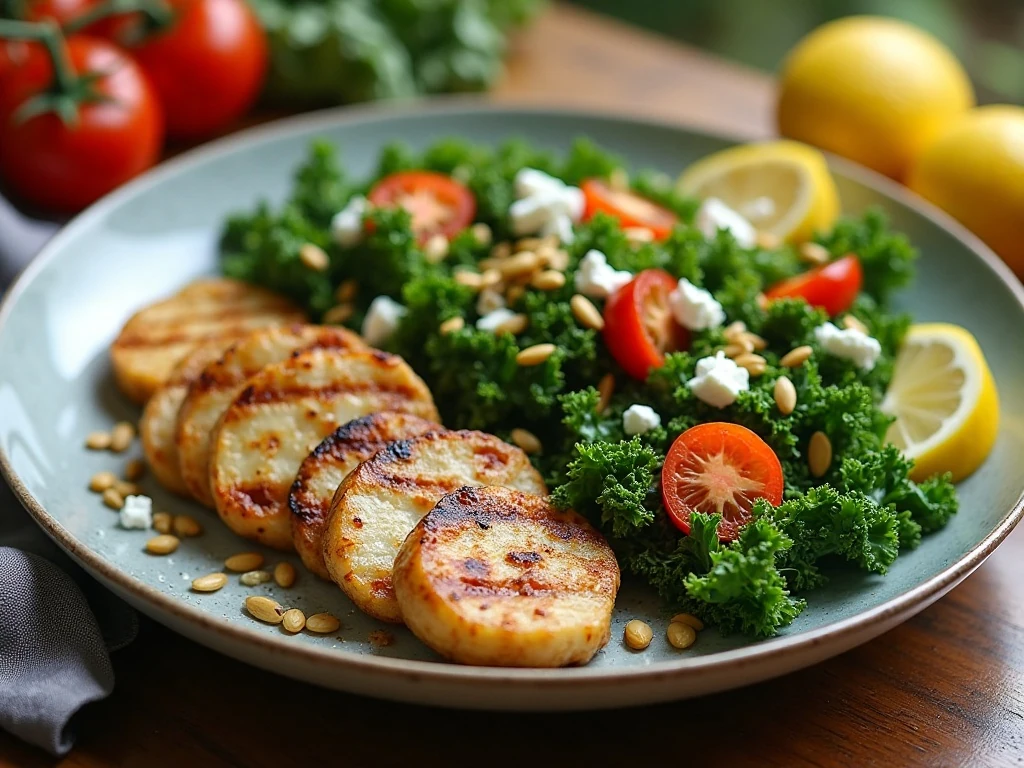 Potato kale salad served as a hearty side dish