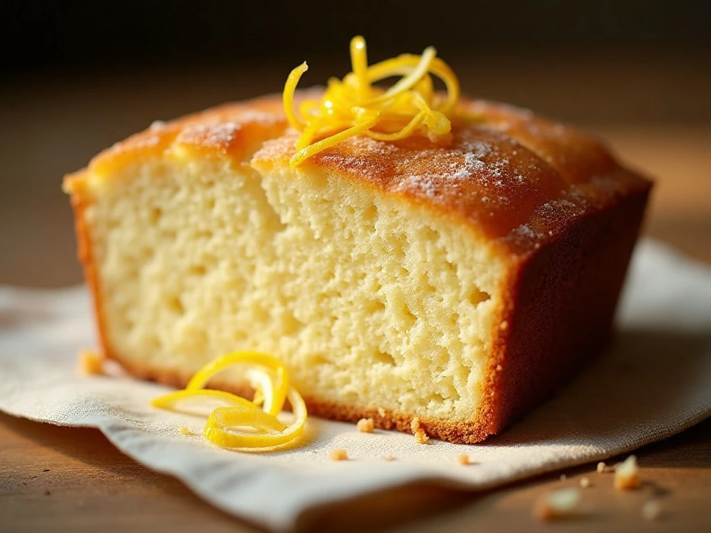 Close-up of the fine moist crumb of pound cake