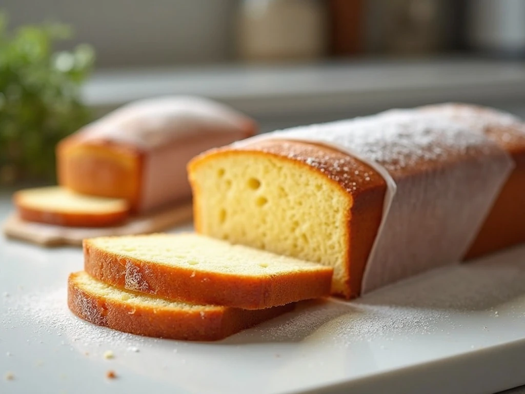 Wrapped pound cake slices ready for storage