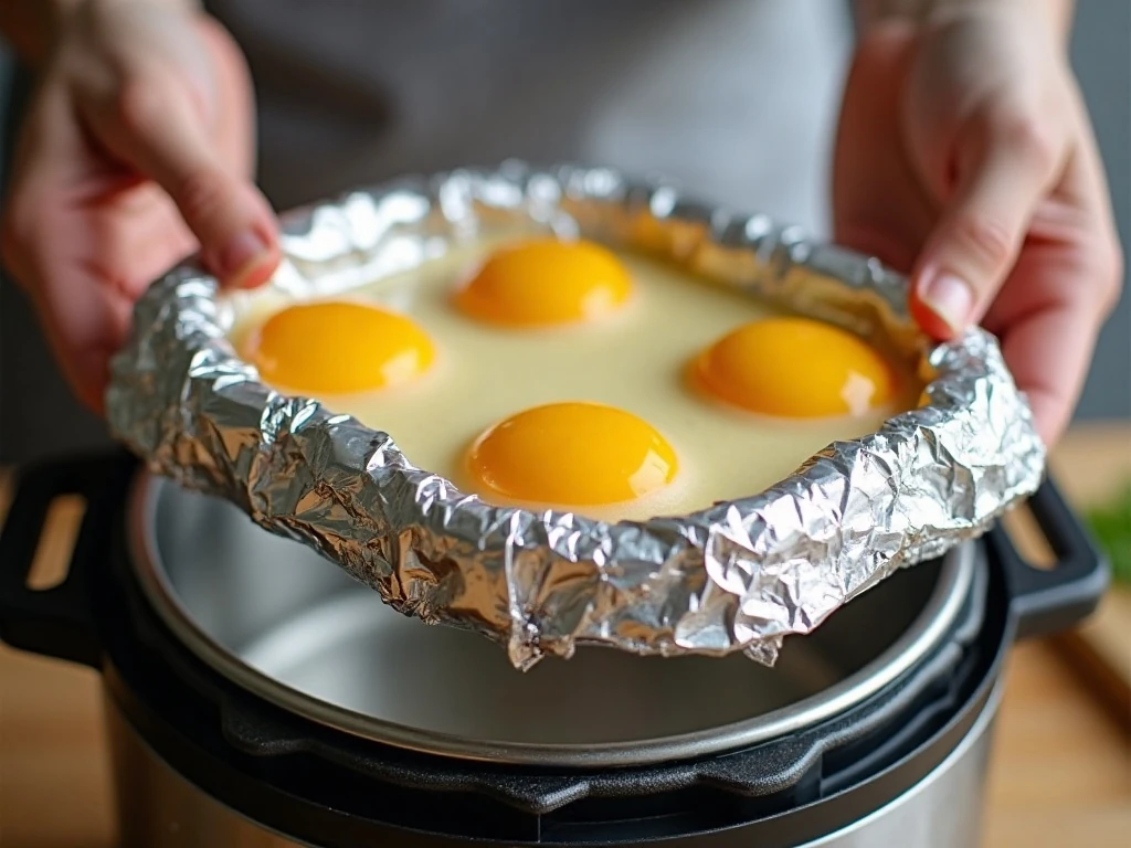 Covered silicone mold on a pressure cooker trivet