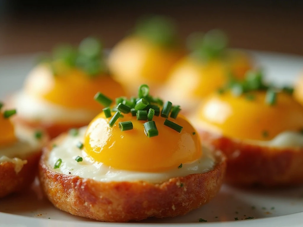 Close-up of a bacon and chive pressure cooker egg bite