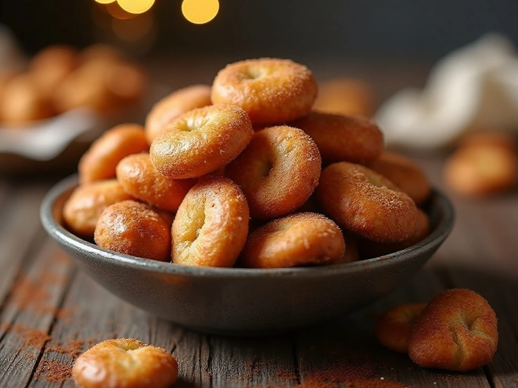 Golden cinnamon sugar pretzel bites served in a bowl