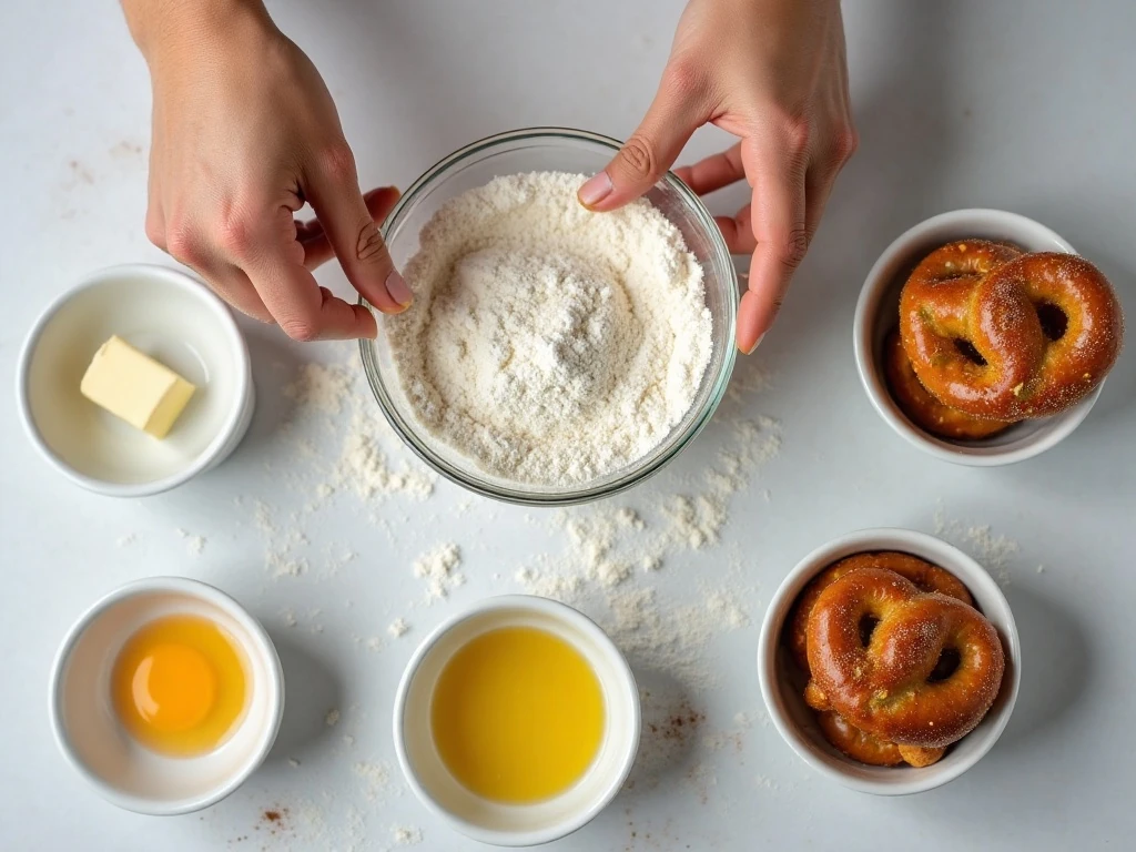 Ingredients for homemade cinnamon sugar pretzel bites