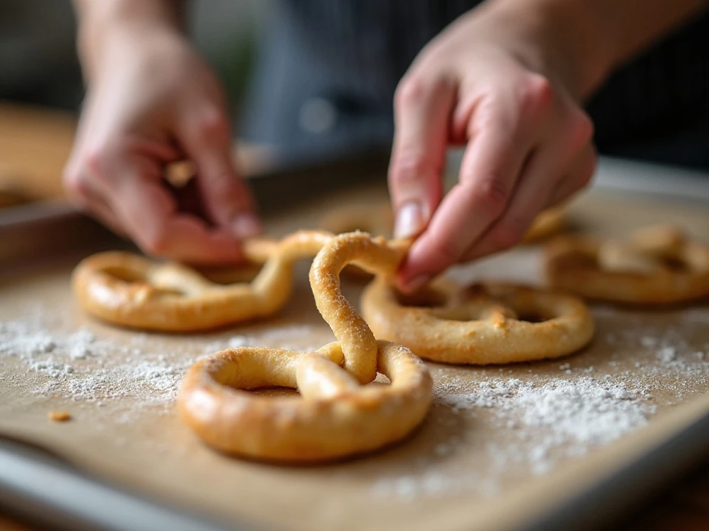 Shaping dough for homemade pretzel bites
