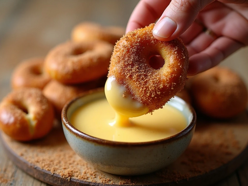 Buttery cinnamon sugar coating on soft pretzel bites