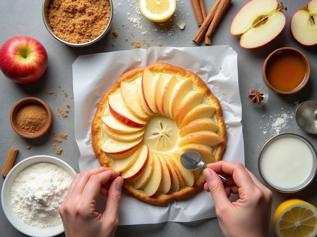 Ingredients for an easy puff pastry apple braid