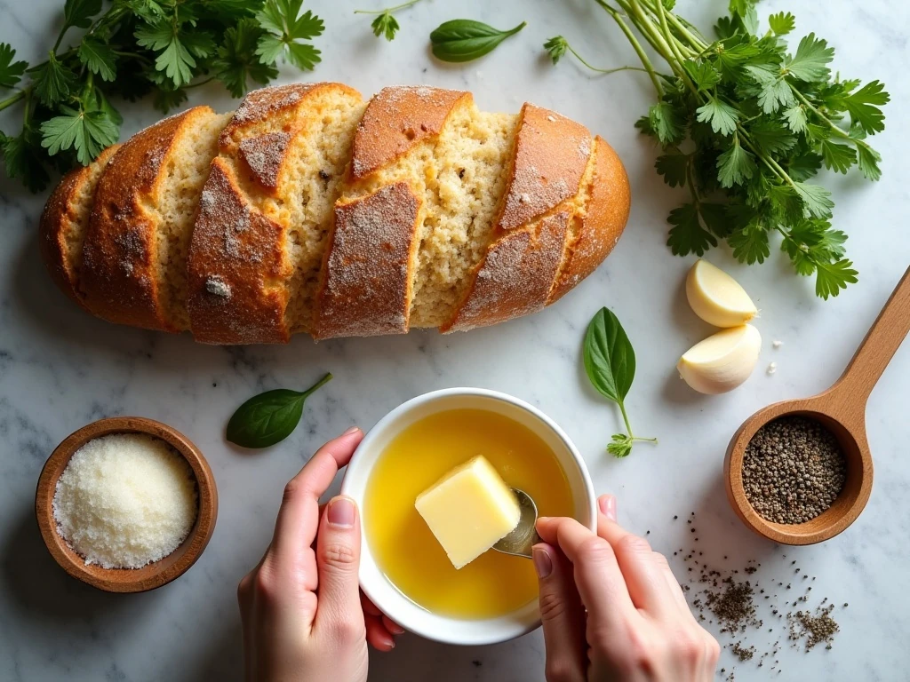 Ingredients for easy pull-apart garlic bread
