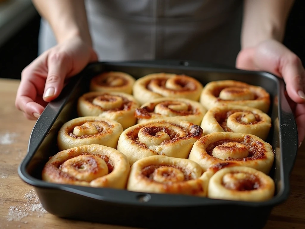Unbaked apple cinnamon rolls arranged in a baking pan