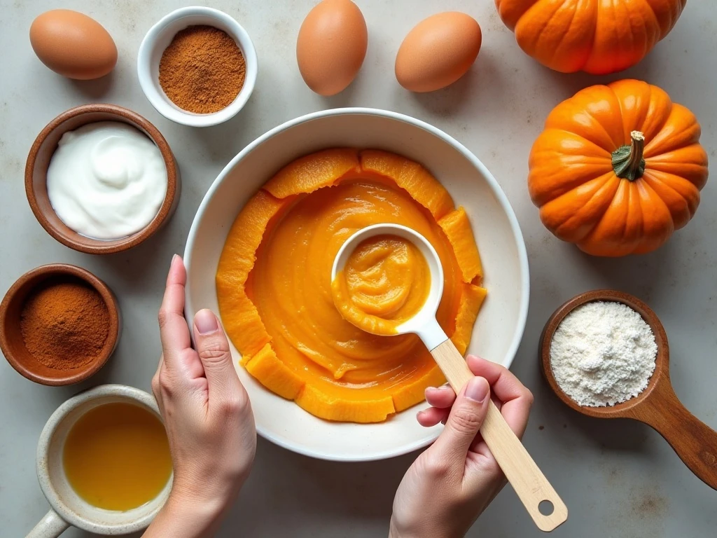 Ingredients for yogurt pumpkin bread