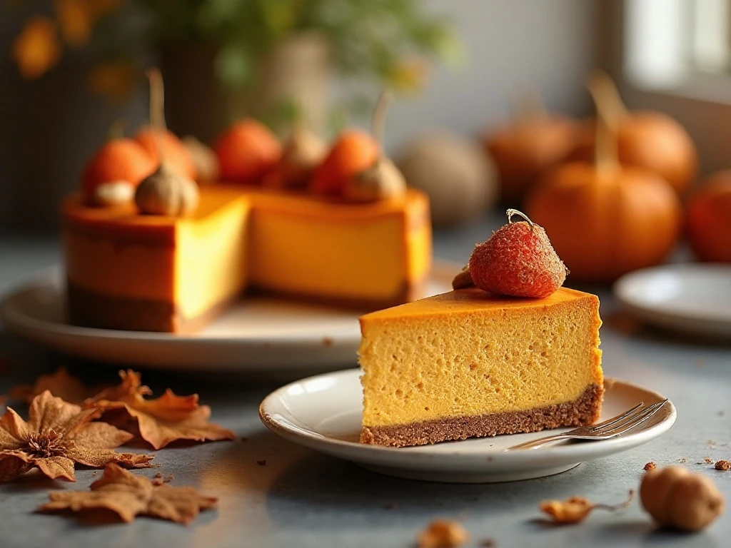 Slow cooker pumpkin cheesecake ready to serve