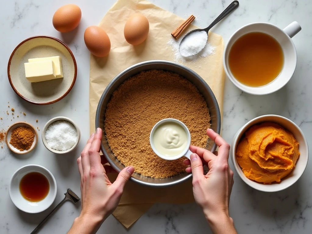 Ingredients for easy slow cooker pumpkin cheesecake