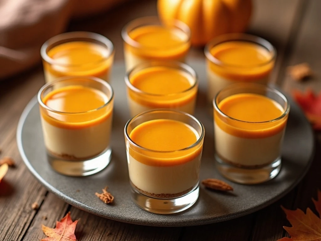Individual cups of creamy pumpkin cheesecake pudding ready to serve
