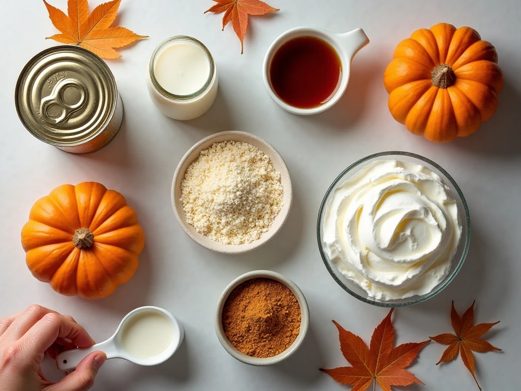 Ingredients for easy pumpkin cheesecake pudding