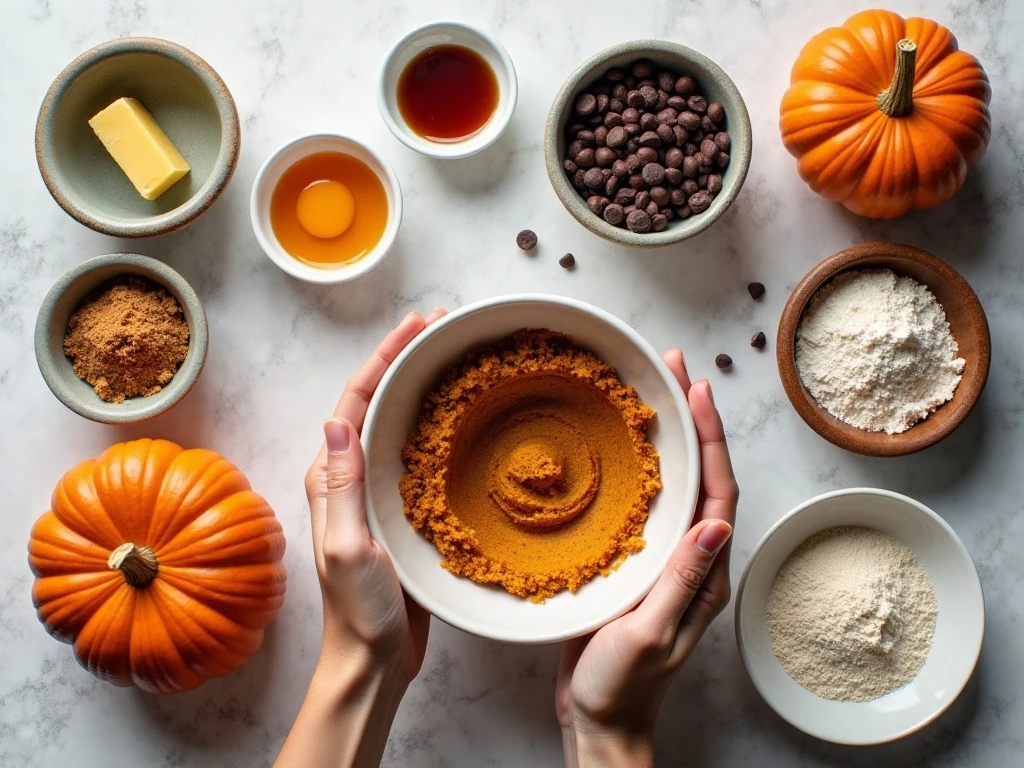Ingredients for pumpkin chocolate chip cookies