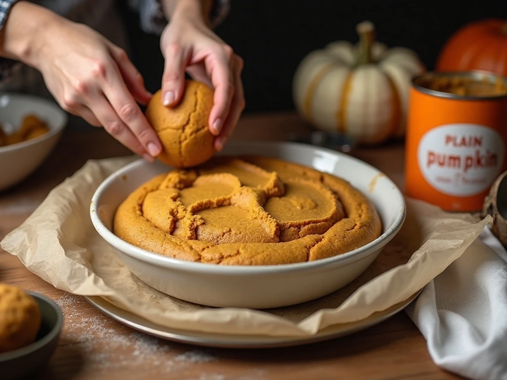 Tools and chilled dough for making soft pumpkin cookies